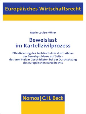 cover image of Beweislast im Kartellzivilprozess